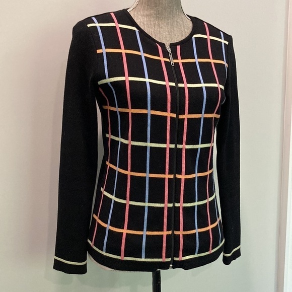 PARKHURST Black Neon Zip Cardigan - Picture 7 of 12